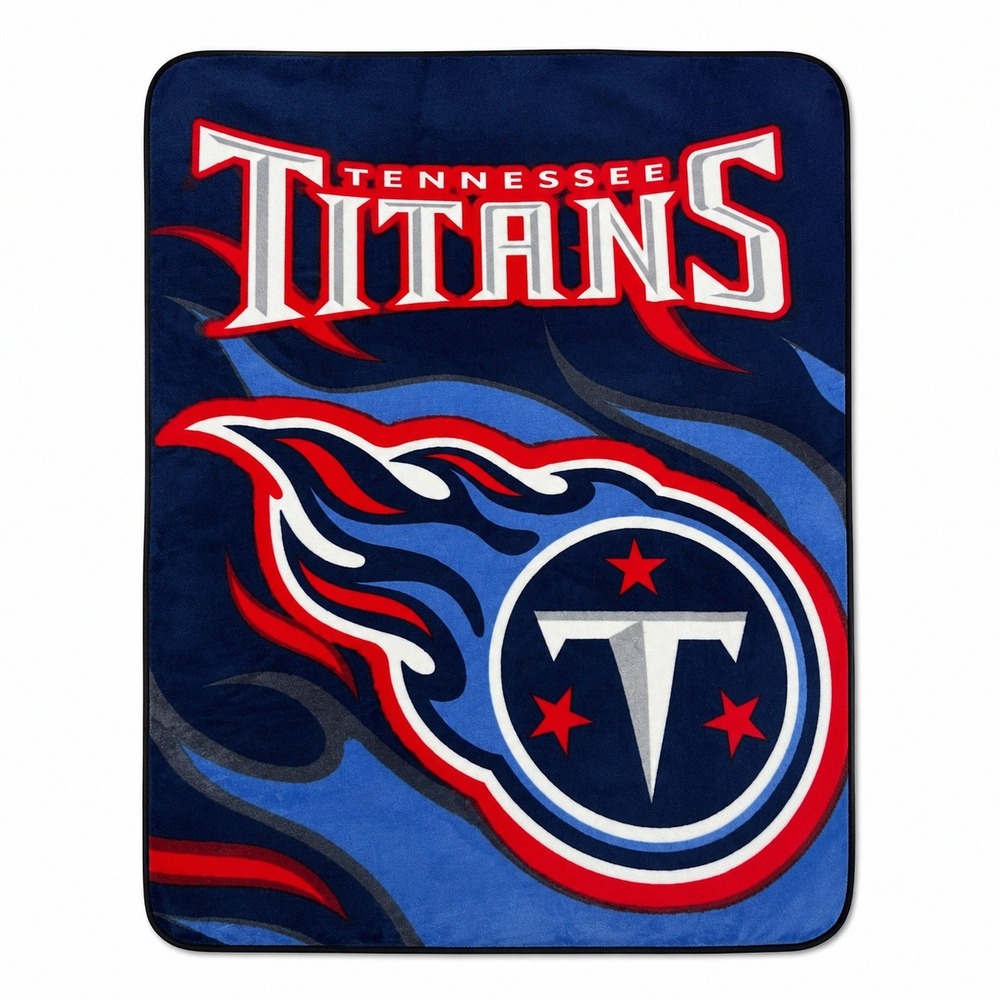 Vtg. Biederlack Tennessee Titans Blanket Spain Made Y2K Fleece Throw 60x42 Blue